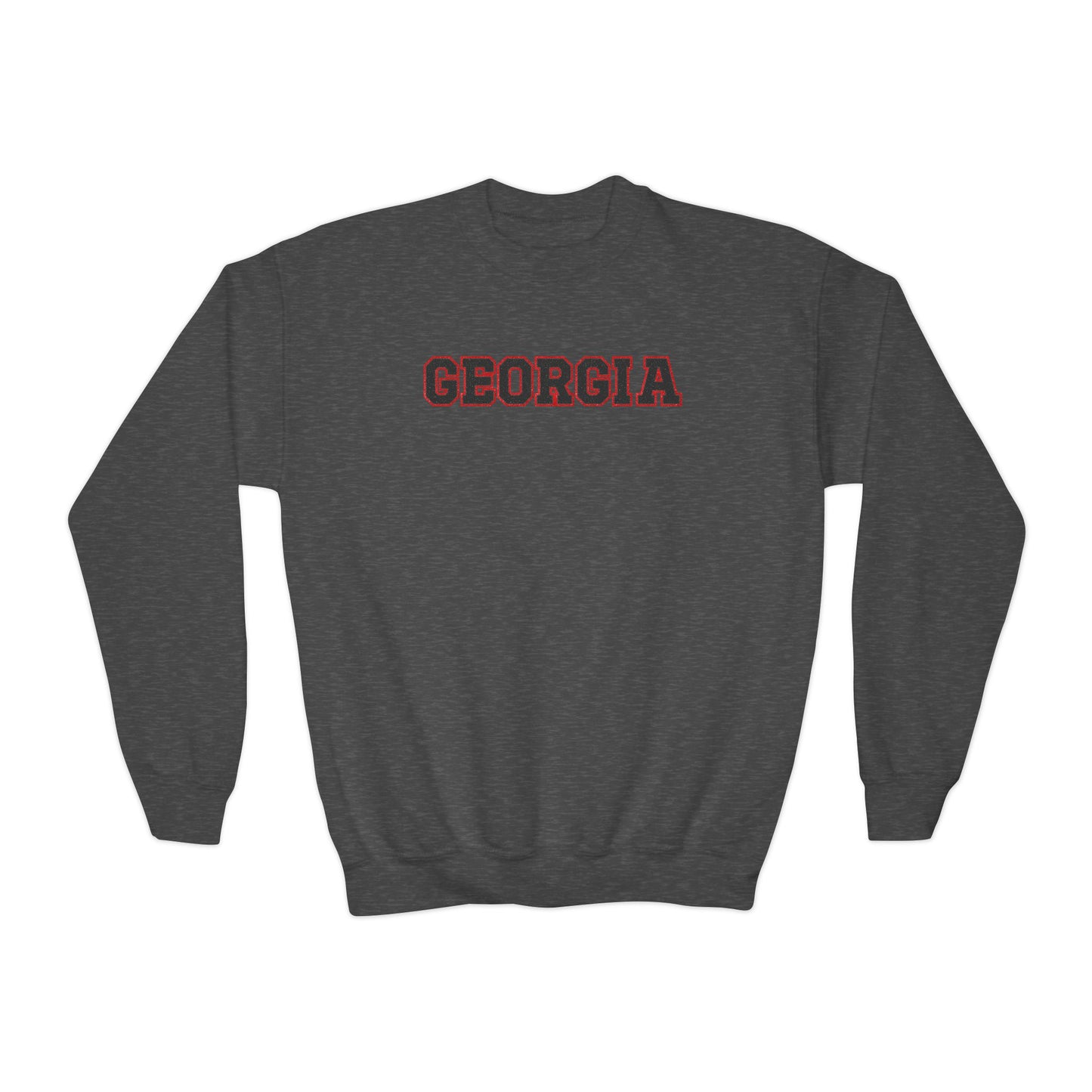Glittery Black Georgia Youth Crewneck Sweatshirt