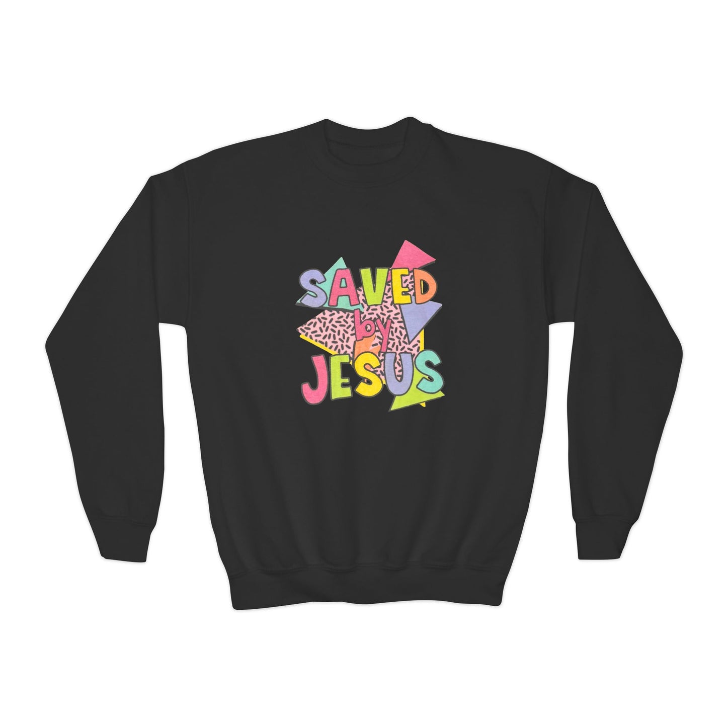 Retro Saved by Jesus Youth Crewneck Sweatshirt