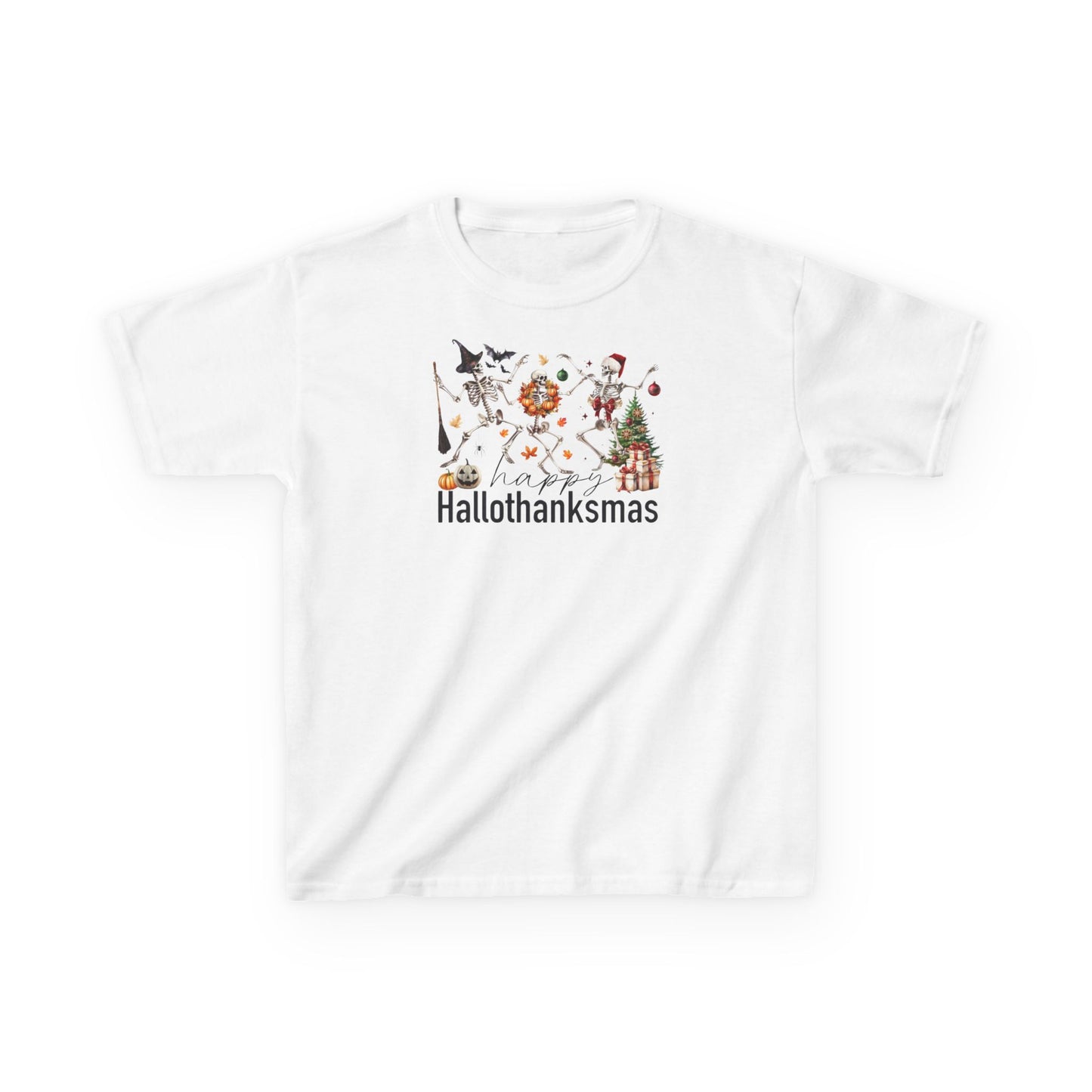 Happy Hallothanksmas Skeleton Kids Tee