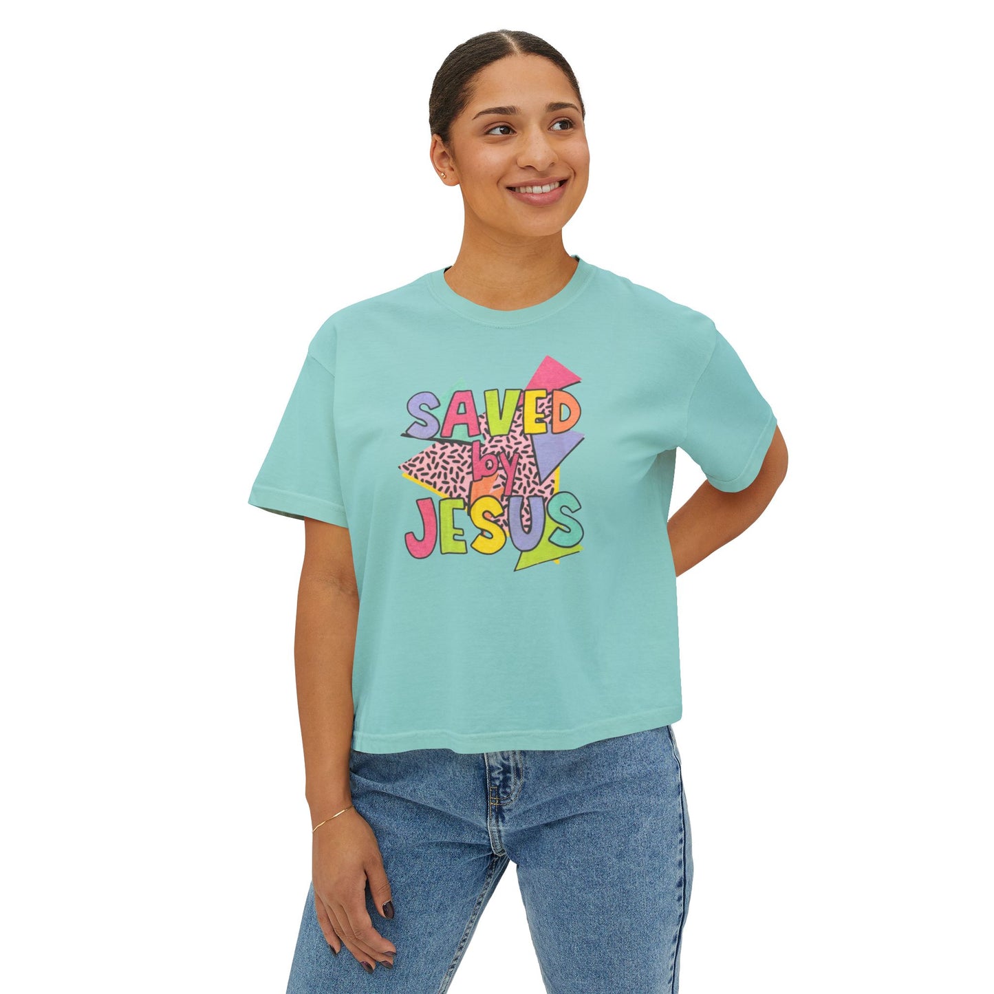 Retro Saved by Jesus Women's Boxy Tee