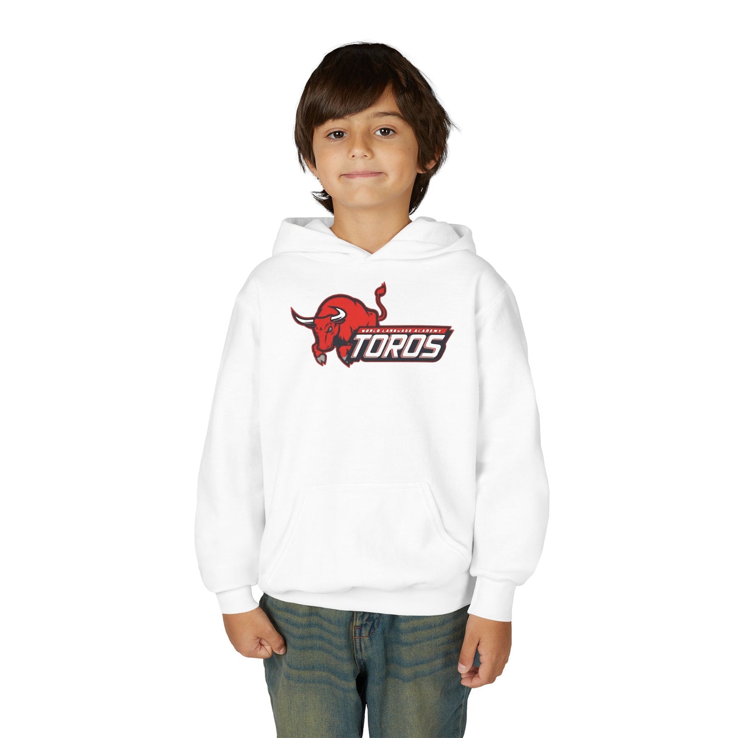 Youth Hoodie – Red Charging Toros Mascot Logo