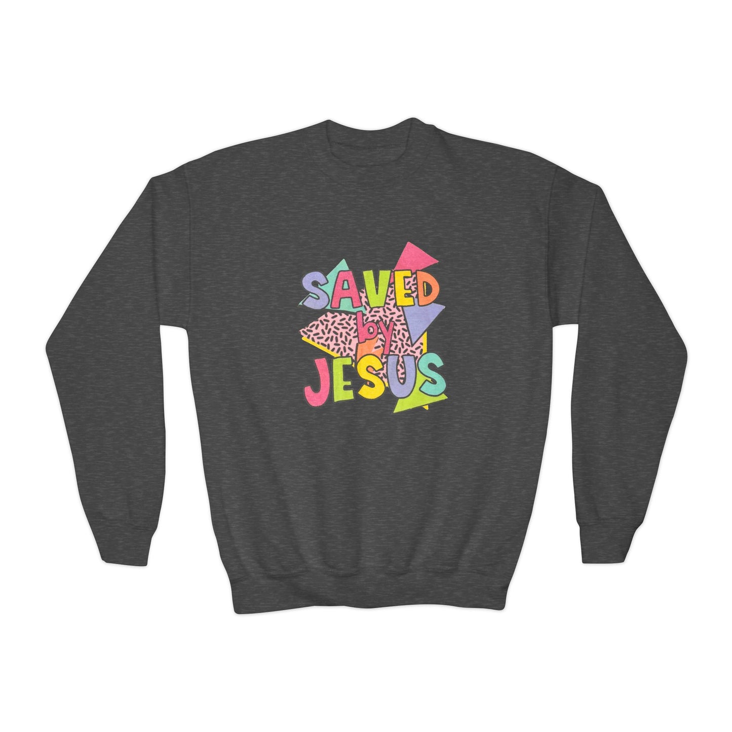 Retro Saved by Jesus Youth Crewneck Sweatshirt
