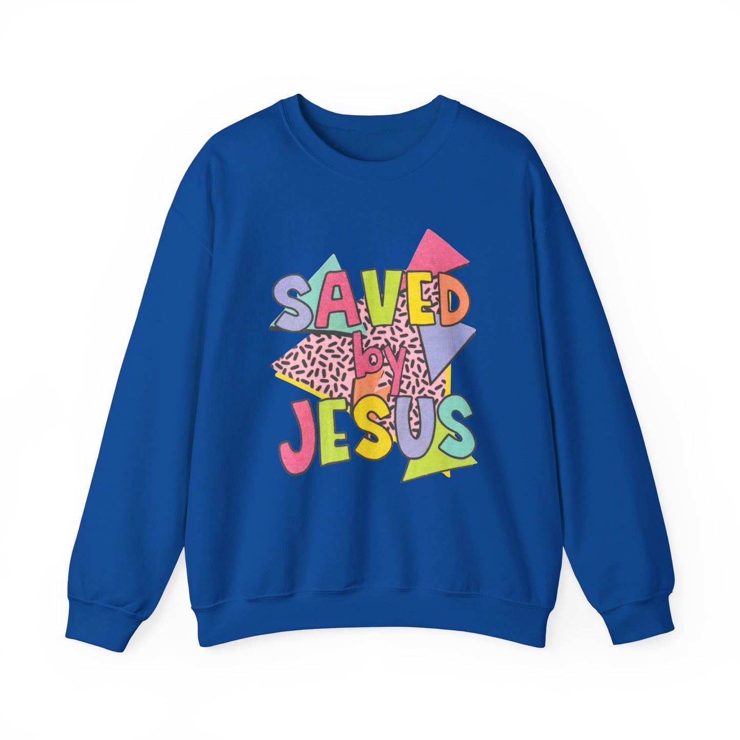 Retro Saved by Jesus Crewneck Sweatshirt
