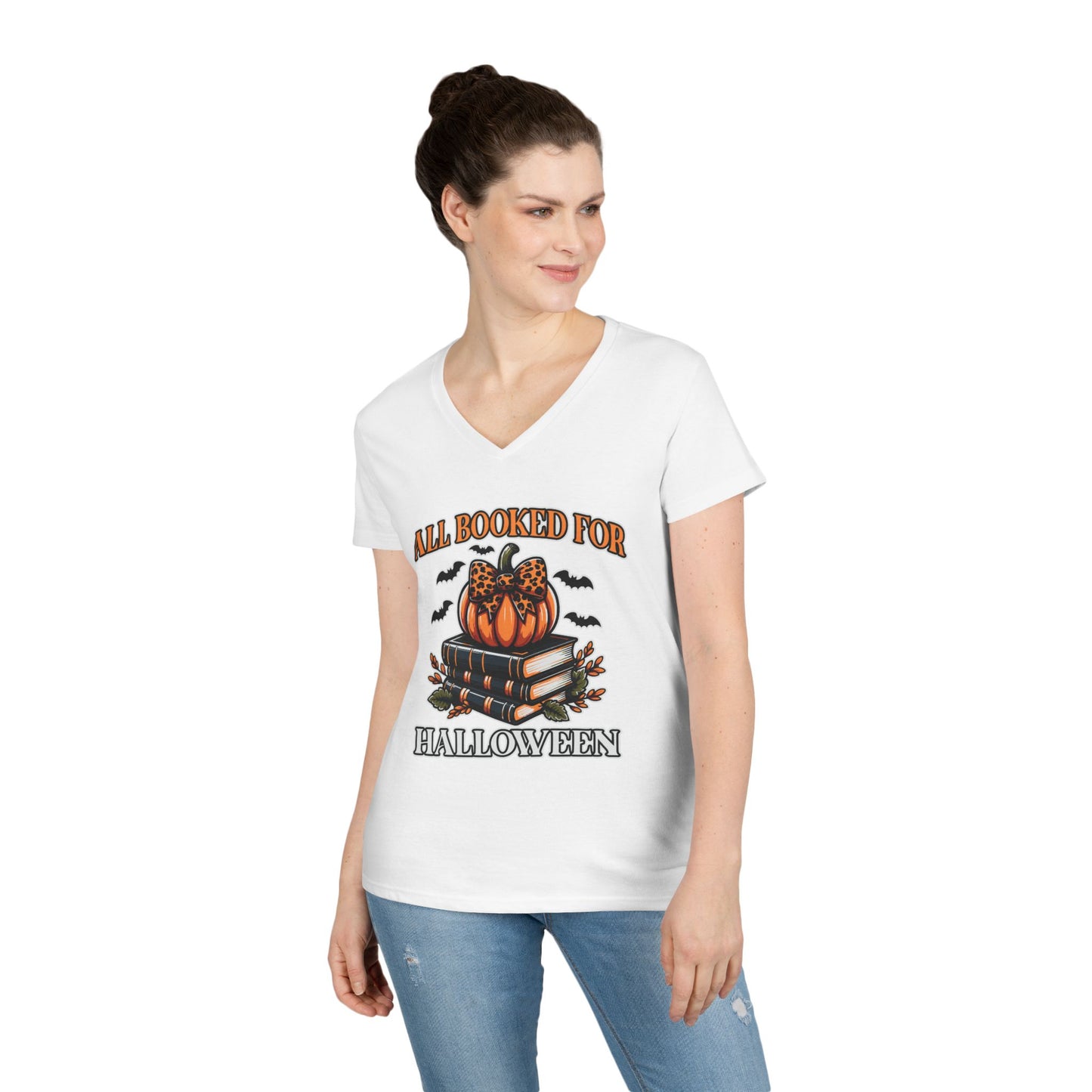 All Booked For Halloween V-Neck T-Shirt