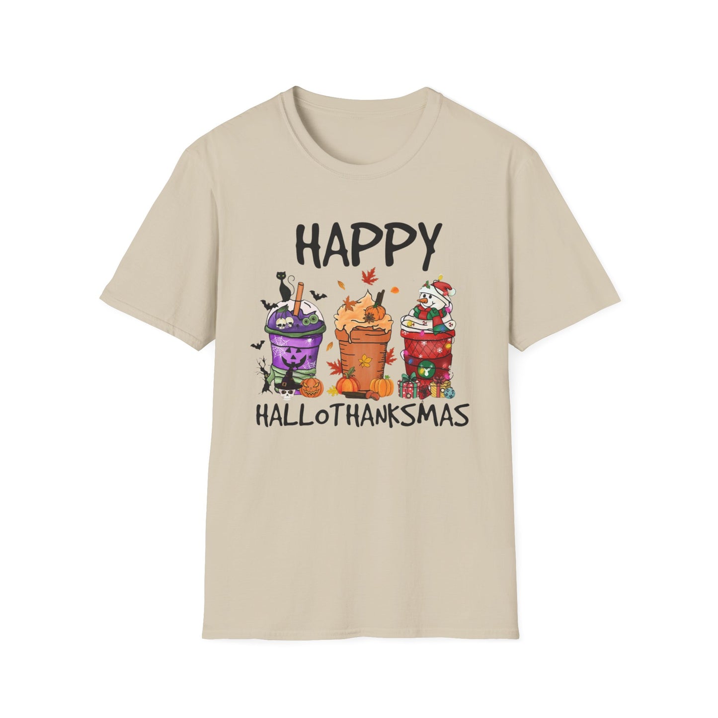 Happy Hallothanksmas Drinks Unisex Softstyle T-Shirt