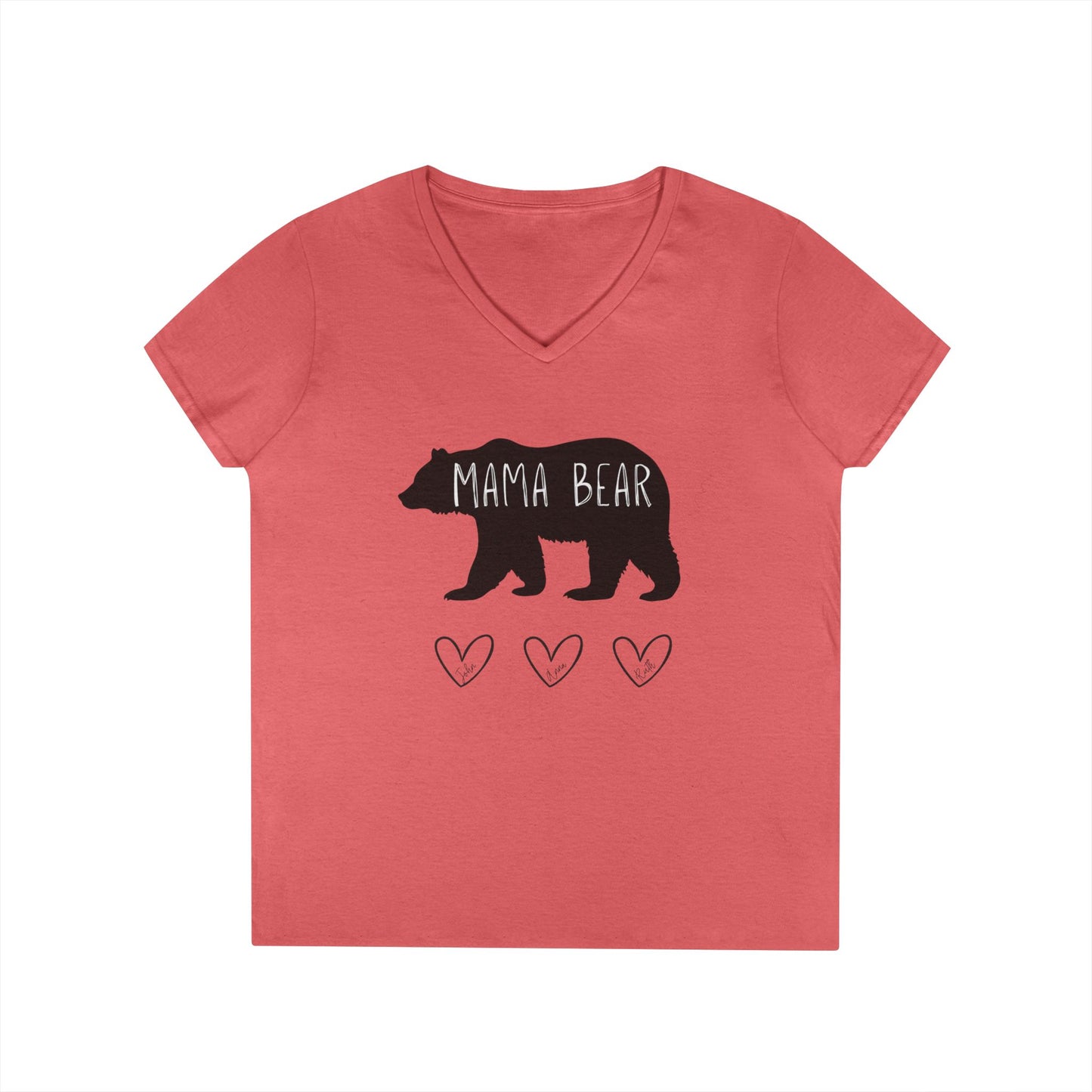 Personalized Mama Bear V-Neck T-Shirt
