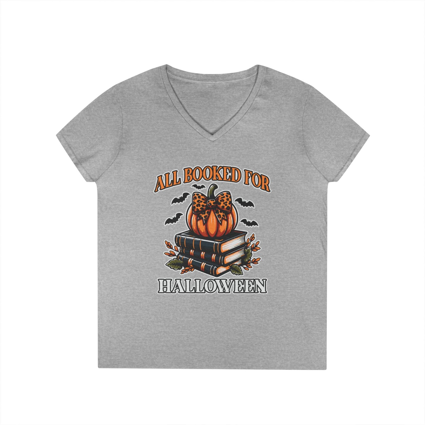All Booked For Halloween V-Neck T-Shirt