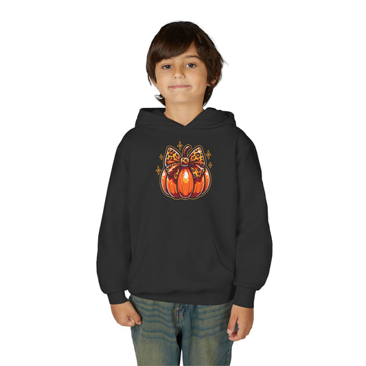 Leopard Pumpkin Bow Youth Hoodie