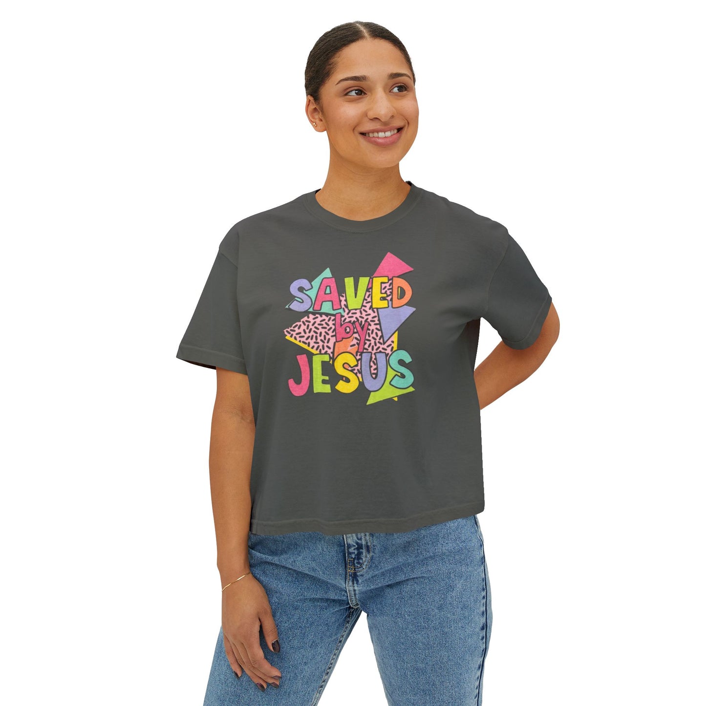 Retro Saved by Jesus Women's Boxy Tee