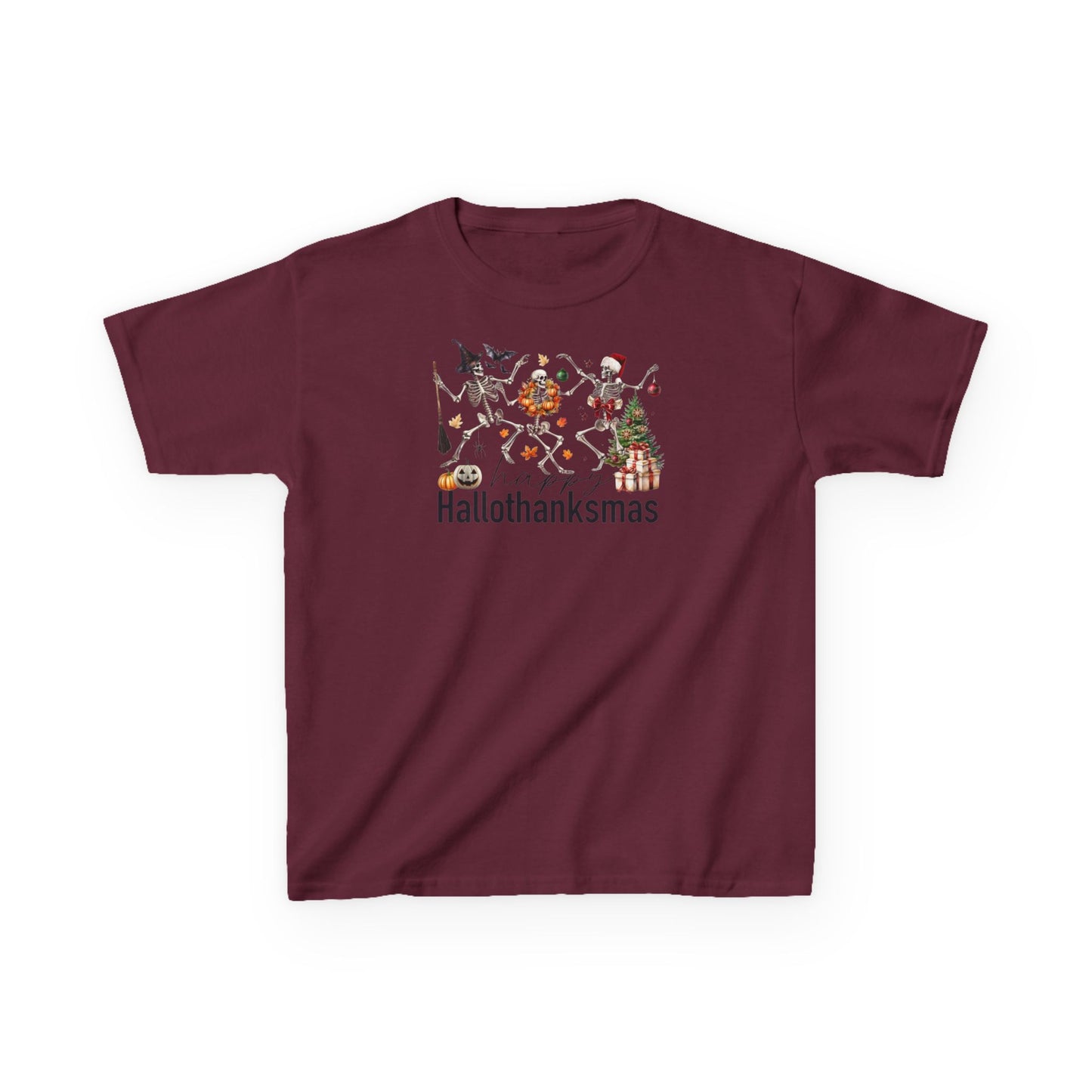 Happy Hallothanksmas Skeleton Kids Tee