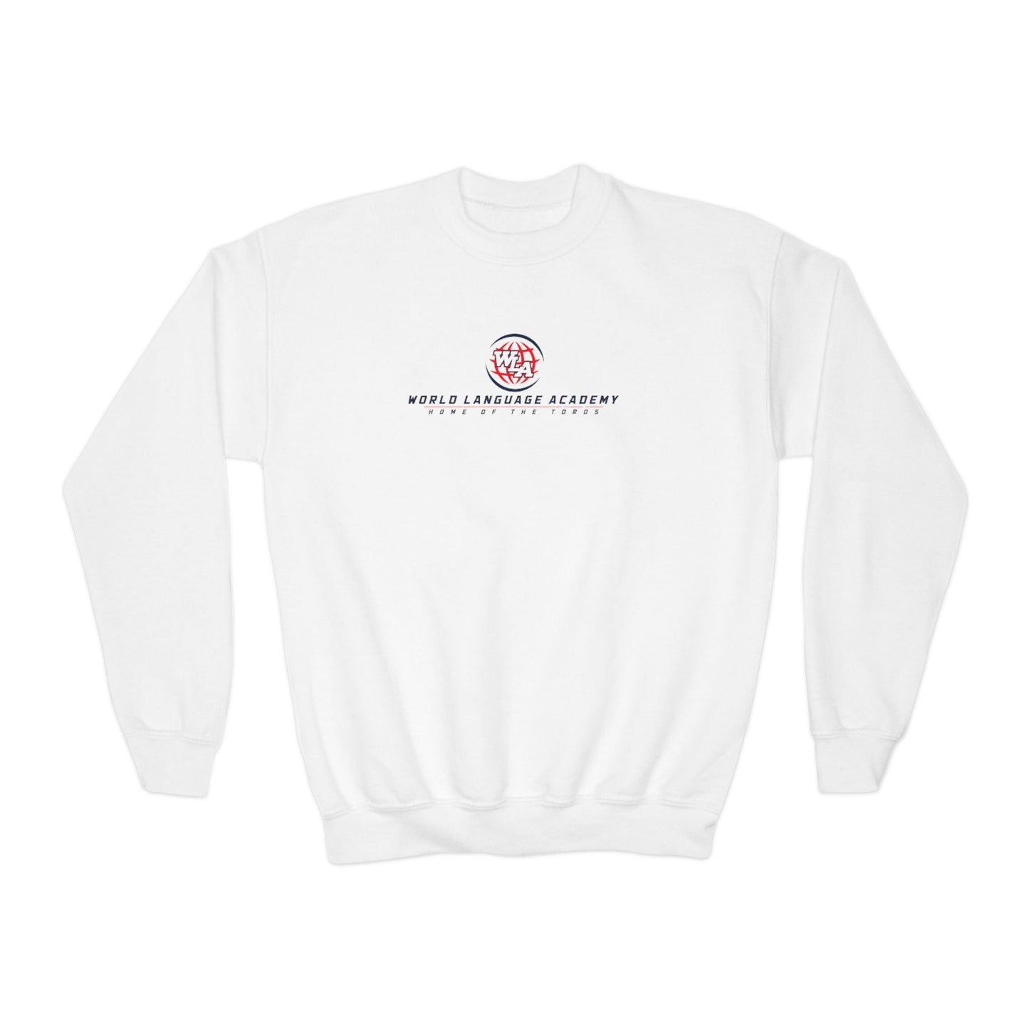Youth Crewneck Sweatshirt - World Language Academy Logo (White)