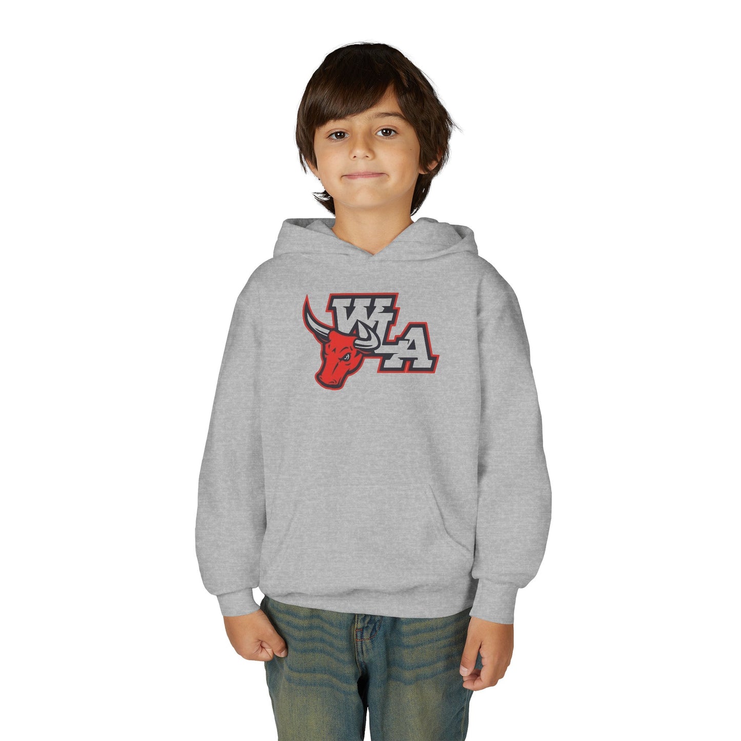 Youth Hoodie – WLA Red Bull Mascot Logo