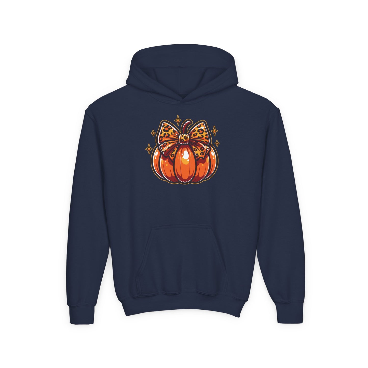 Leopard Pumpkin Bow Youth Hoodie