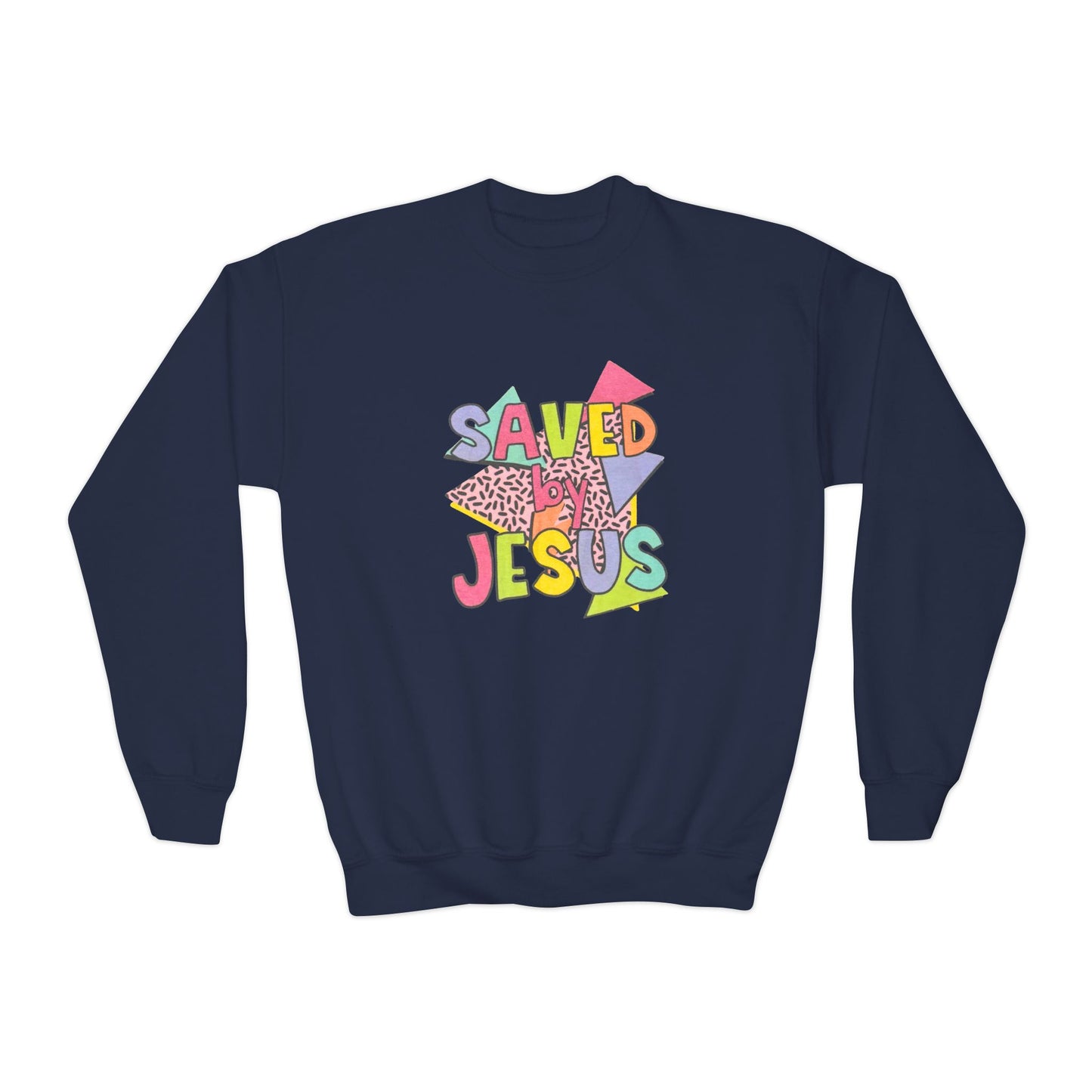 Retro Saved by Jesus Youth Crewneck Sweatshirt