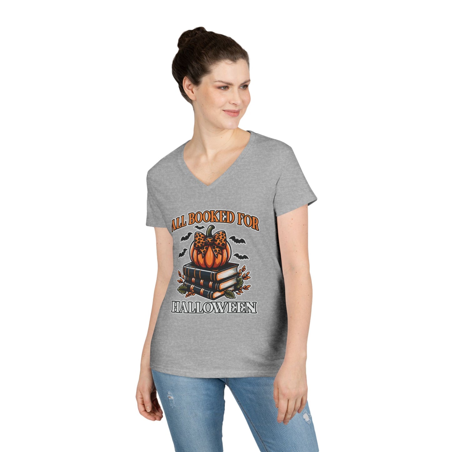 All Booked For Halloween V-Neck T-Shirt