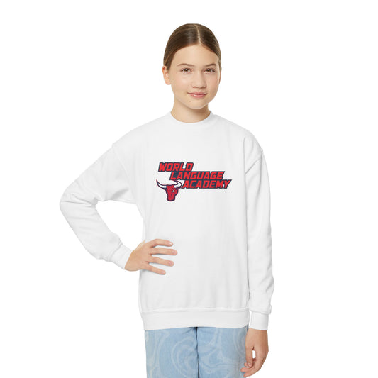 Youth Crewneck Sweatshirt — World Language Academy Red Bull Logo
