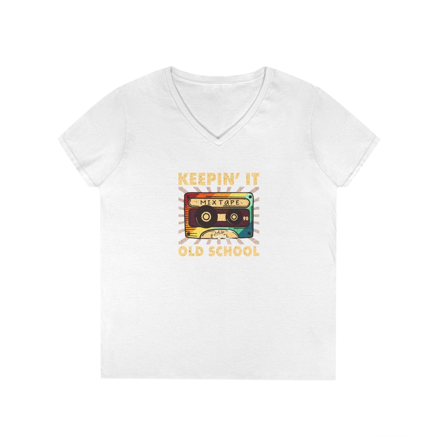 Retro Cassette Tape Ladies' V-Neck T-Shirt