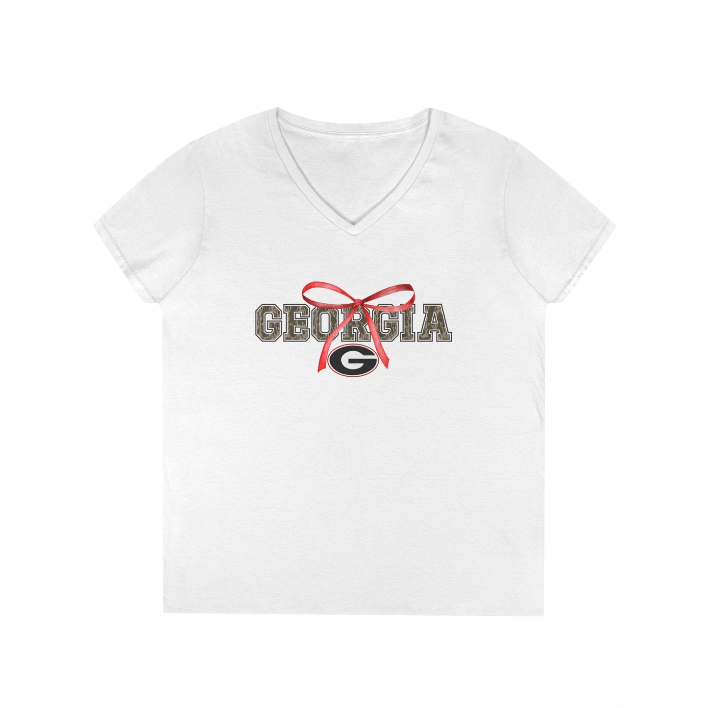 Camo Georgia Bow V-Neck T-Shirt