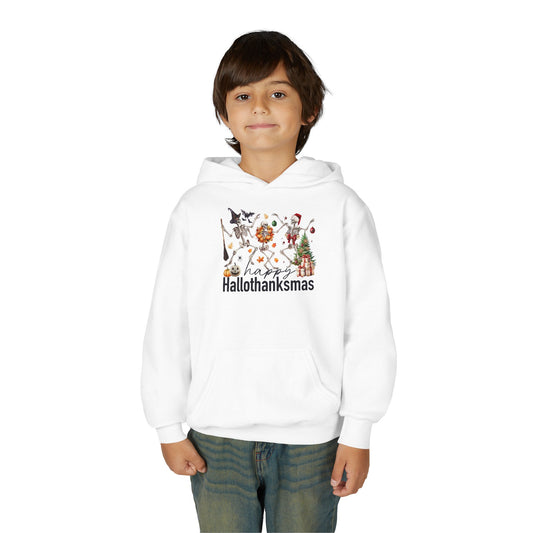 Happy Hallothanksmas Skeleton Youth Hoodie