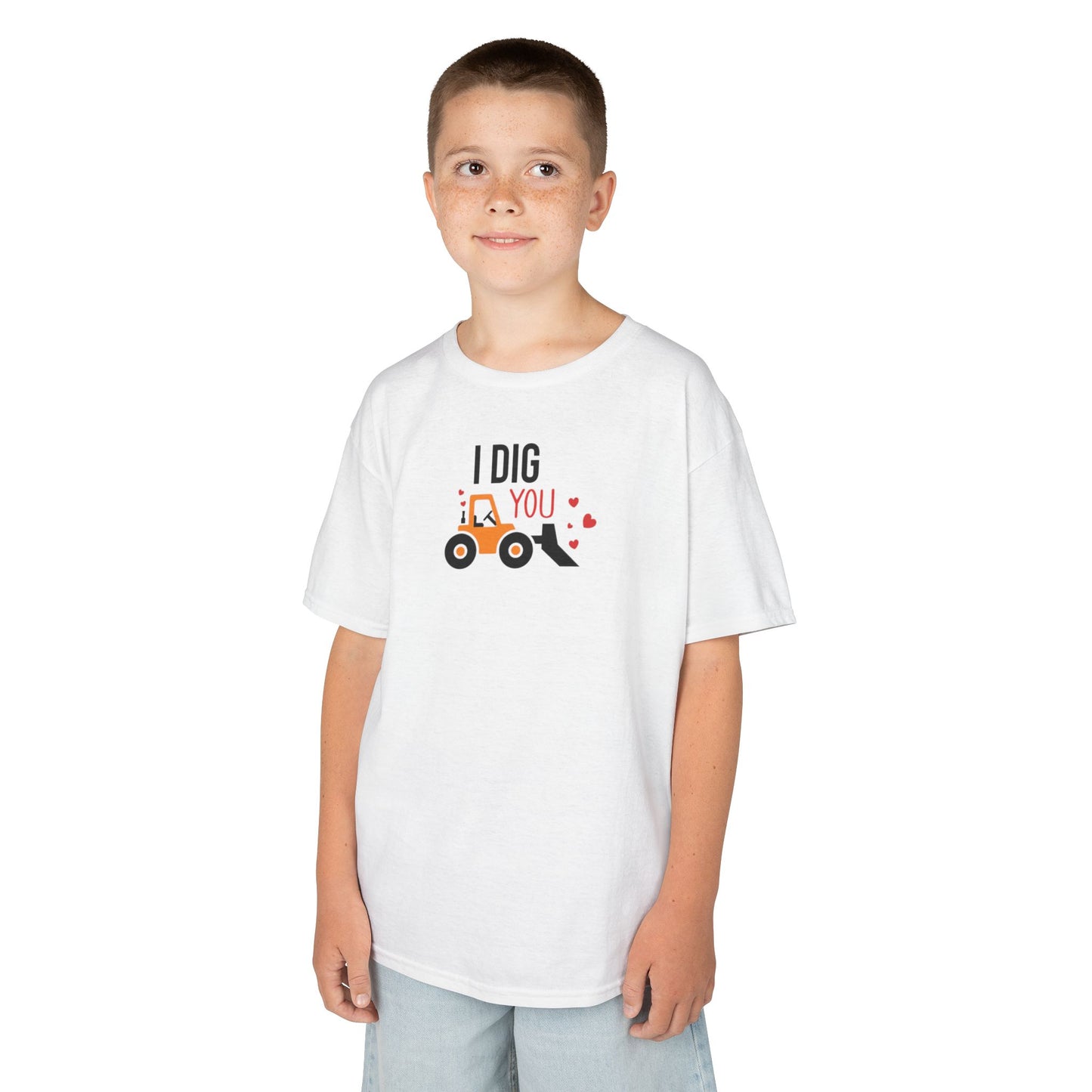 Kids T‑Shirt – "I Dig You" Construction Truck Valentine Tee