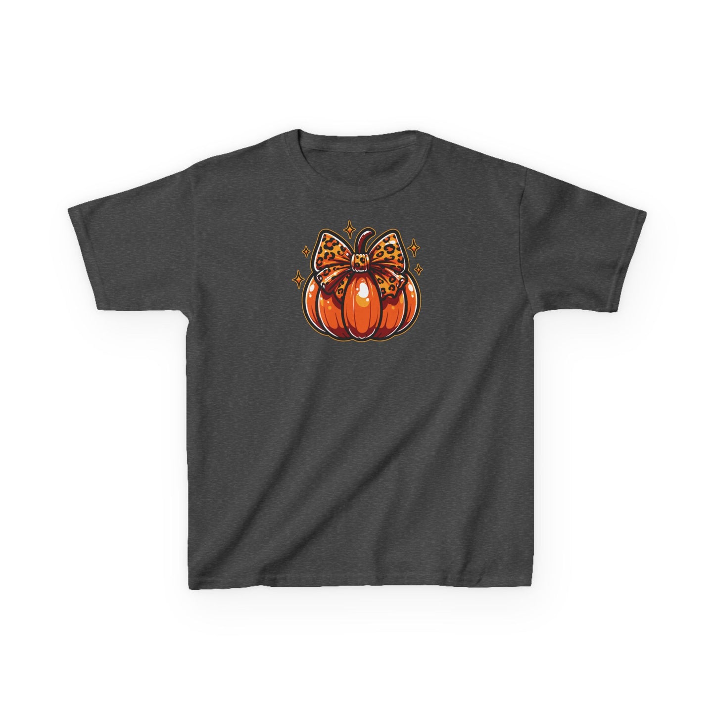 Leopard Pumpkin Bow Kids Tee