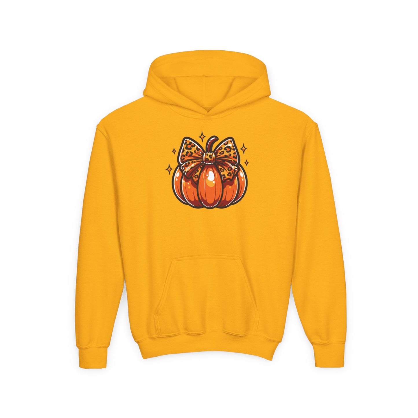 Leopard Pumpkin Bow Youth Hoodie