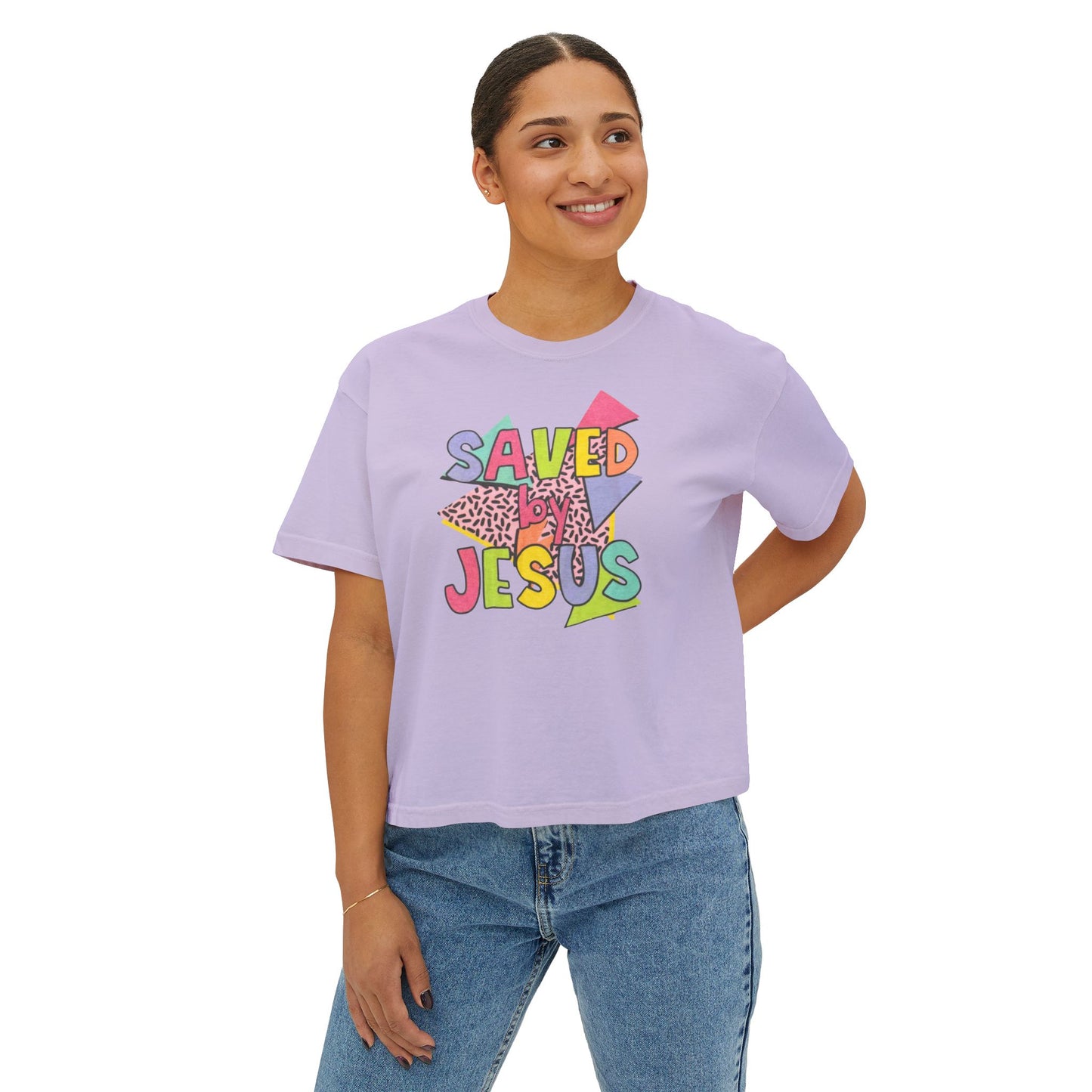 Retro Saved by Jesus Women's Boxy Tee