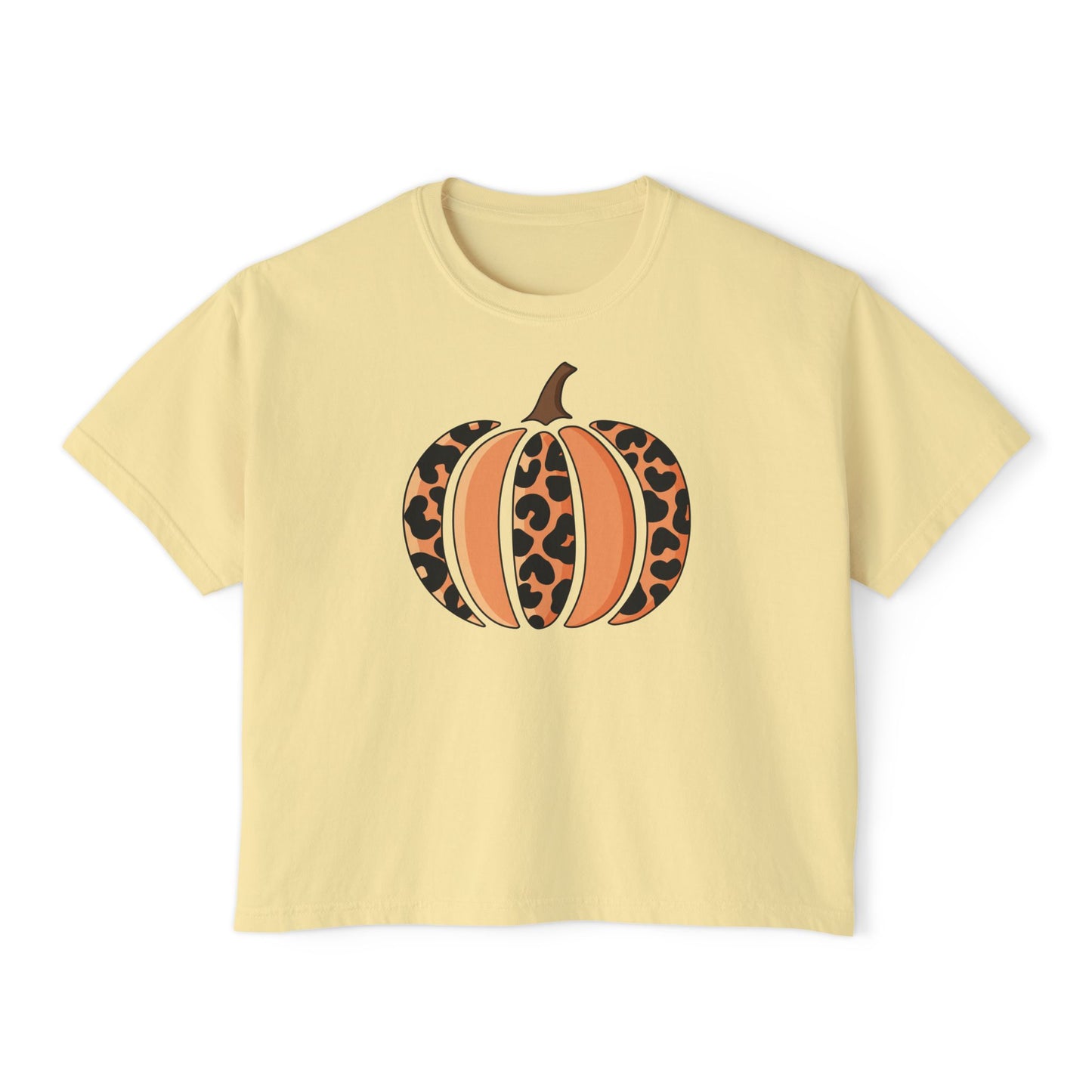 Leopard Print Pumpkin Women's Boxy Tee