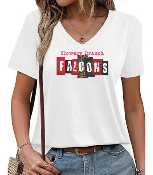 FB Falcons Block letters V-Neck T-Shirt