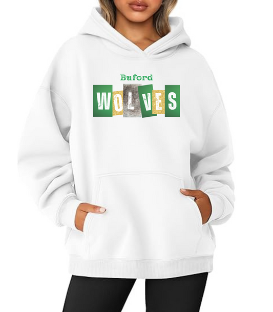 Buford Wolves Block Letters Hoodie