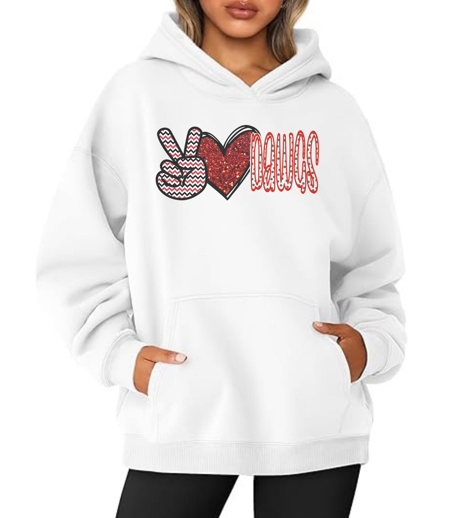 Peace, Love, Dawgs Hoodie