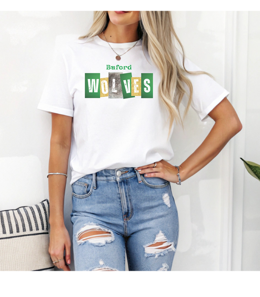 Buford Wolves Block Letters T-Shirt