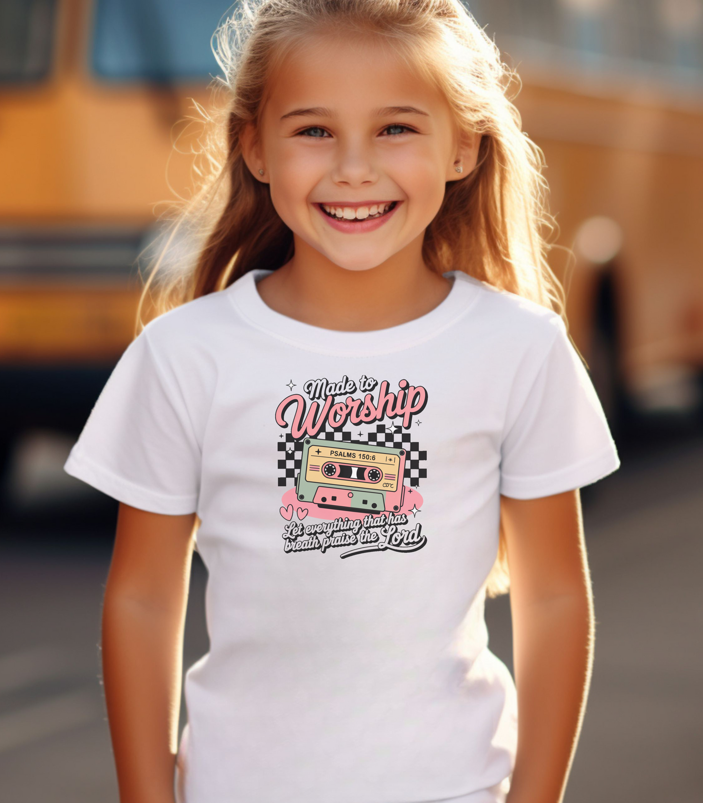 Retro Made to Worship Kids Tee