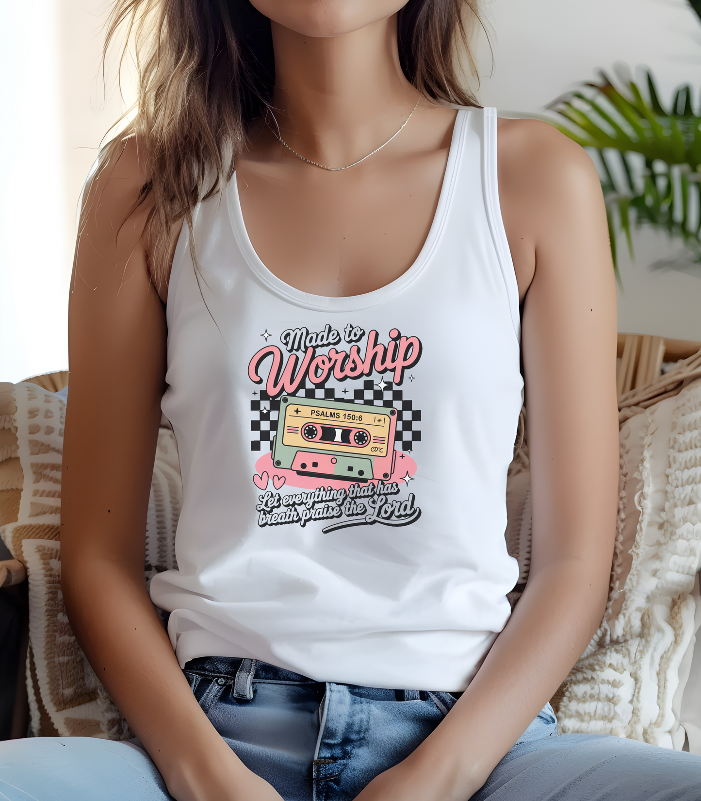 Retro Made to Worship Racerback Tank