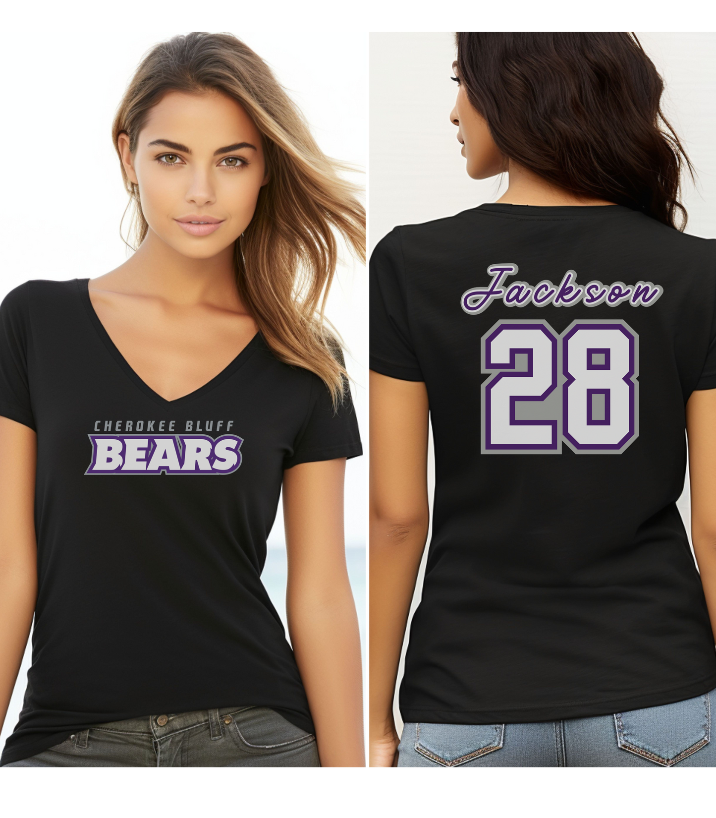 Cherokee Bluff Personalized Name and Number V-Neck Tee