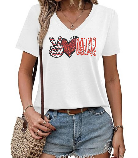 Peace, Love, Dawgs V-Neck T-Shirt