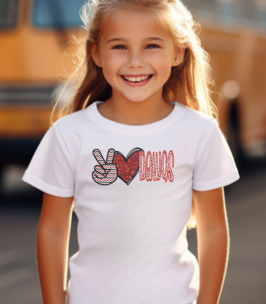 Kids Peace Love Dawgs Tee