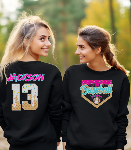 Customizable Baseball Mama Crewneck Sweatshirt