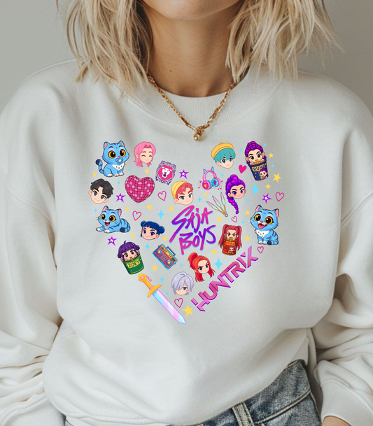 Kpop Character Heart Crewneck Sweatshirt