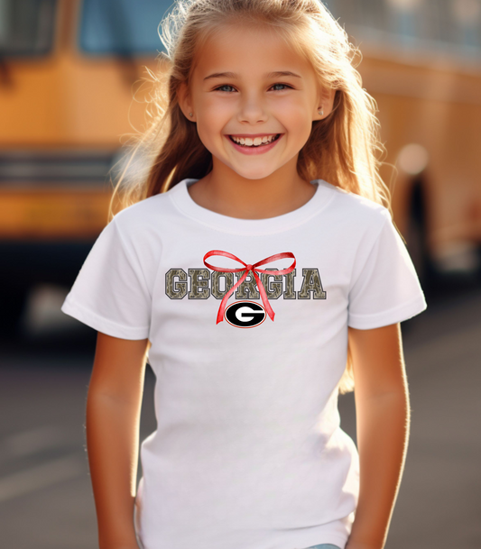 Camo Georgia Youth Tee with Bow Design