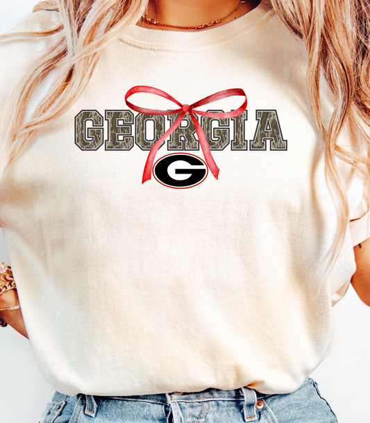 Camo Georgia with Bow T-Shirt