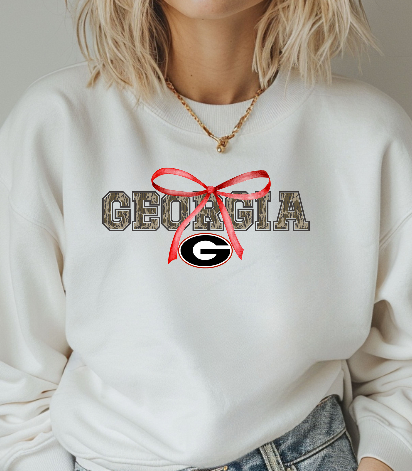 Camo Georgia Bow Crewneck Sweatshirt