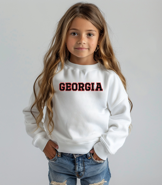 Glittery Black Georgia Youth Crewneck Sweatshirt