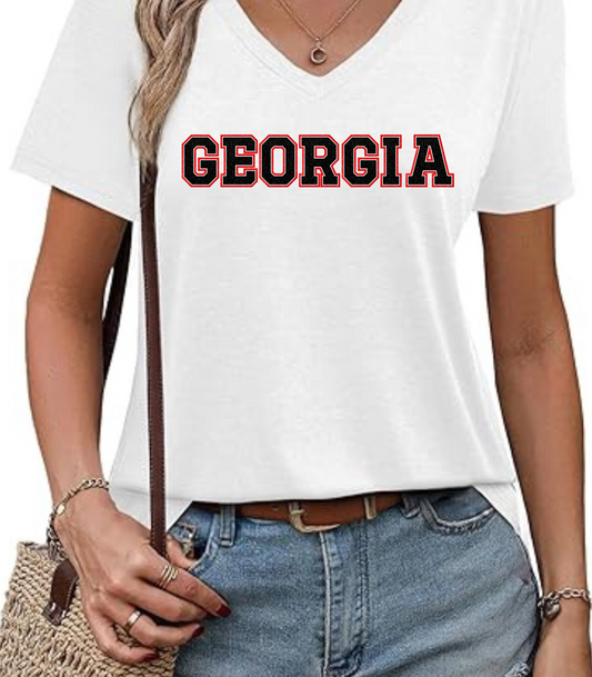 Glittery Black Georgia V-Neck T-Shirt