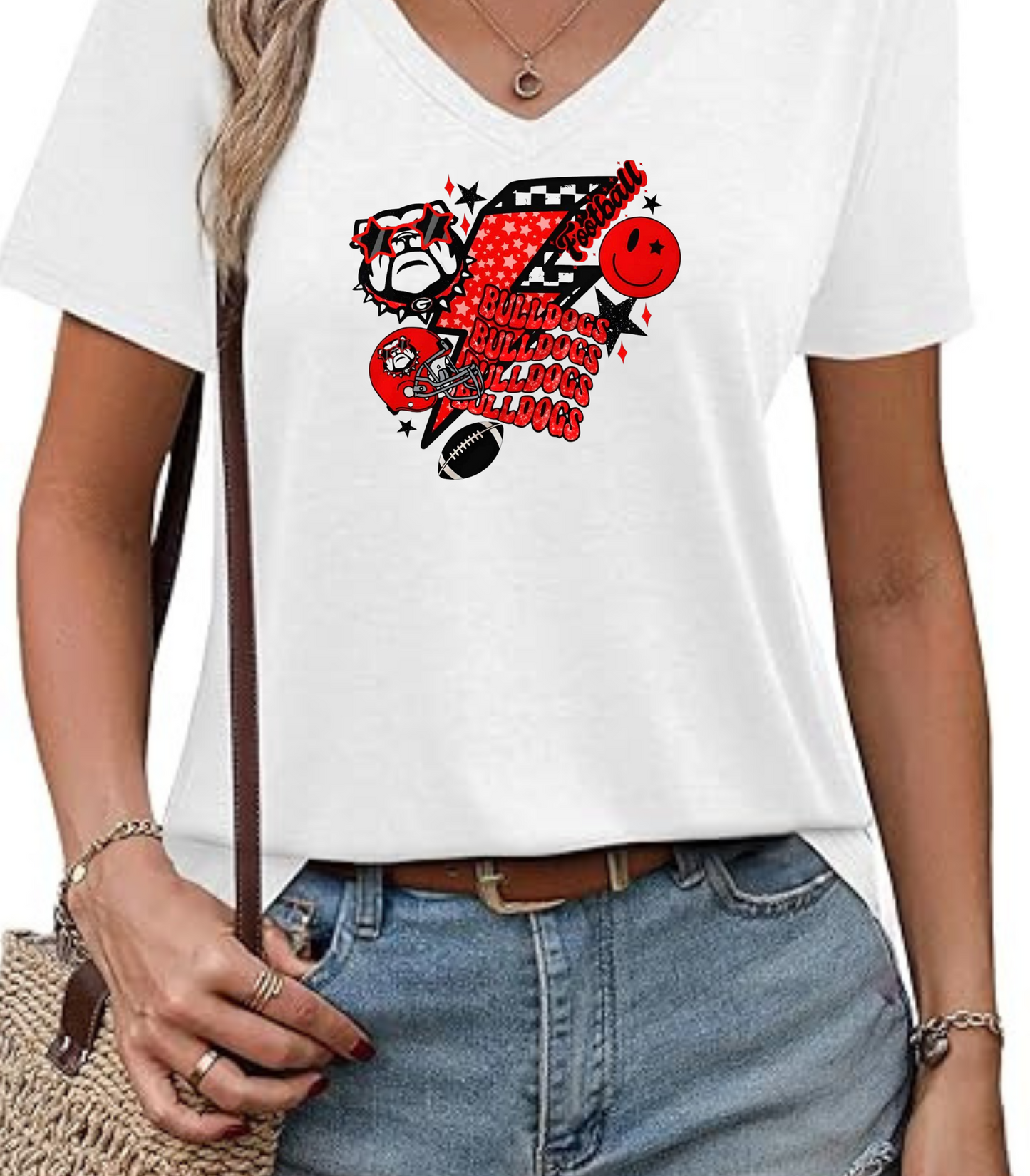 Fun Bulldog V-Neck T-Shirt