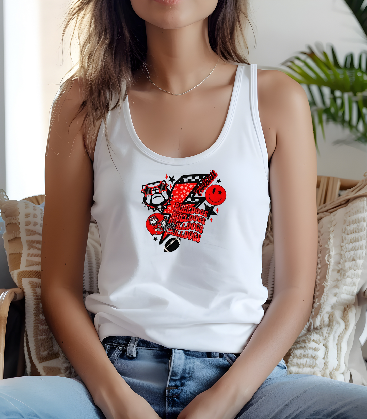 Fun Bulldog graphic Racerback Tank Top