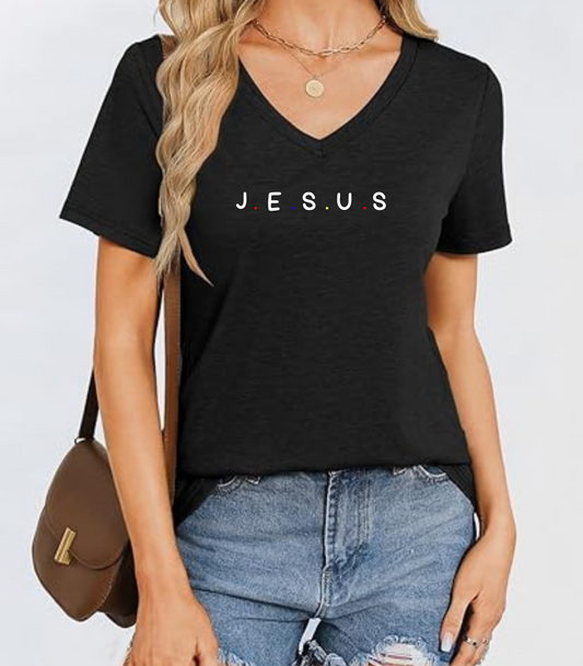 Jesus "Friends" V-Neck T-Shirt