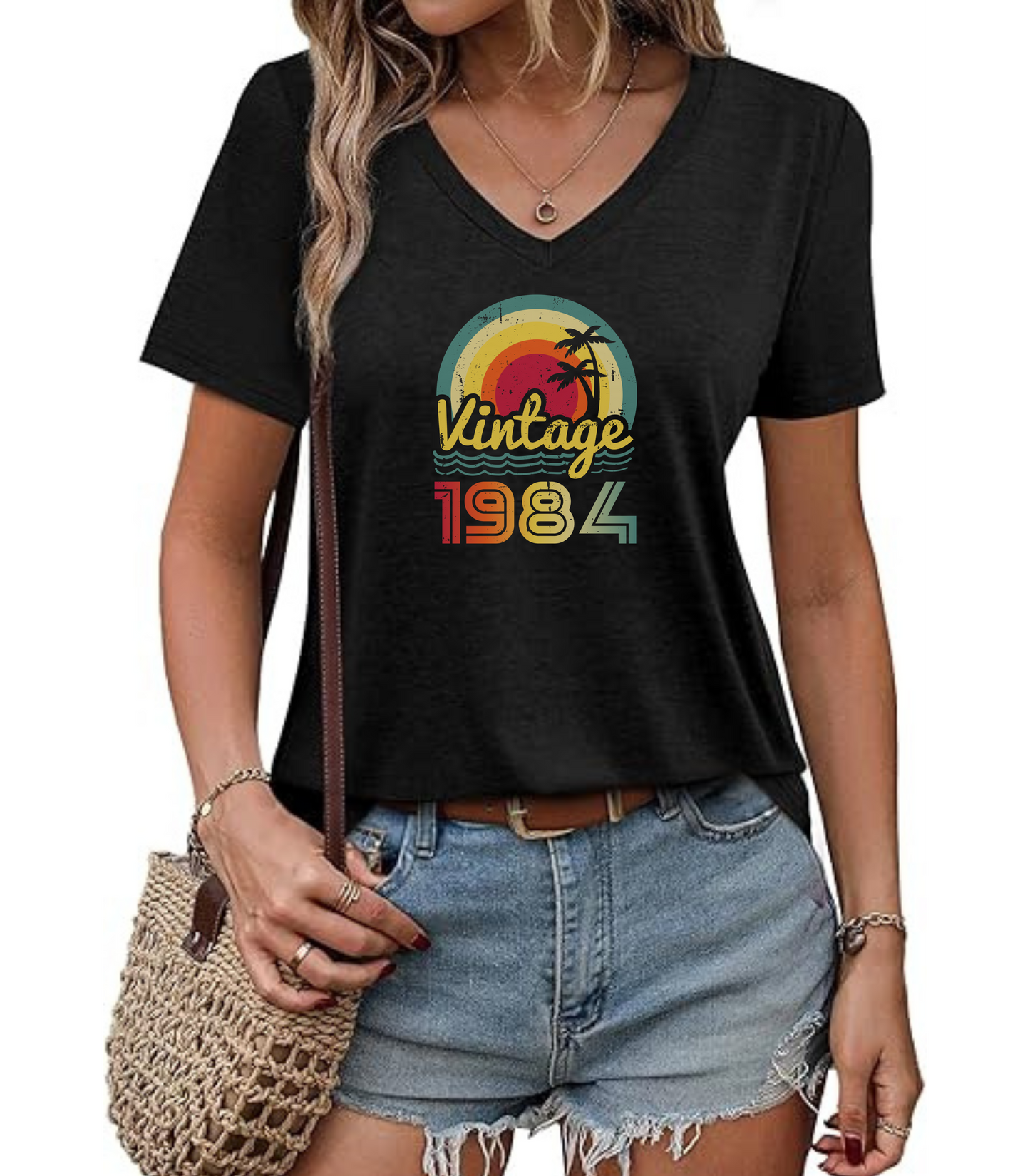 Customizable Vintage Birthyear V-Neck T-Shirt