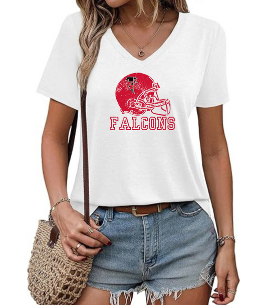 FB Falcons Helmet V-Neck T-Shirt