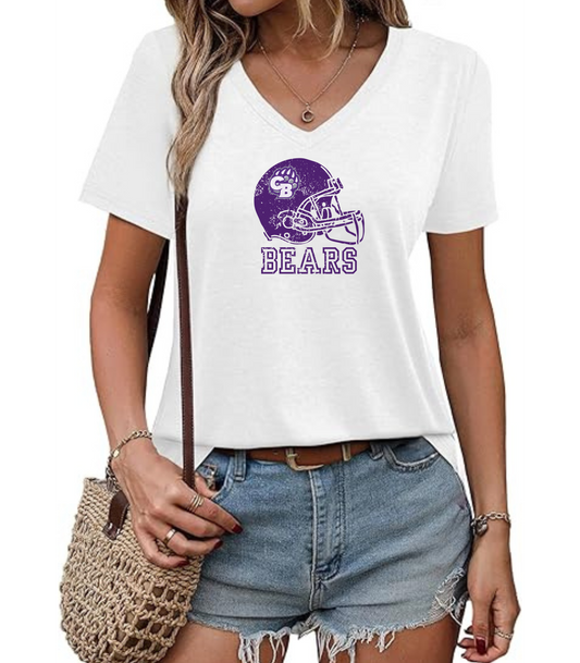 CB Bears Helmet Ladies' V-Neck T-Shirt